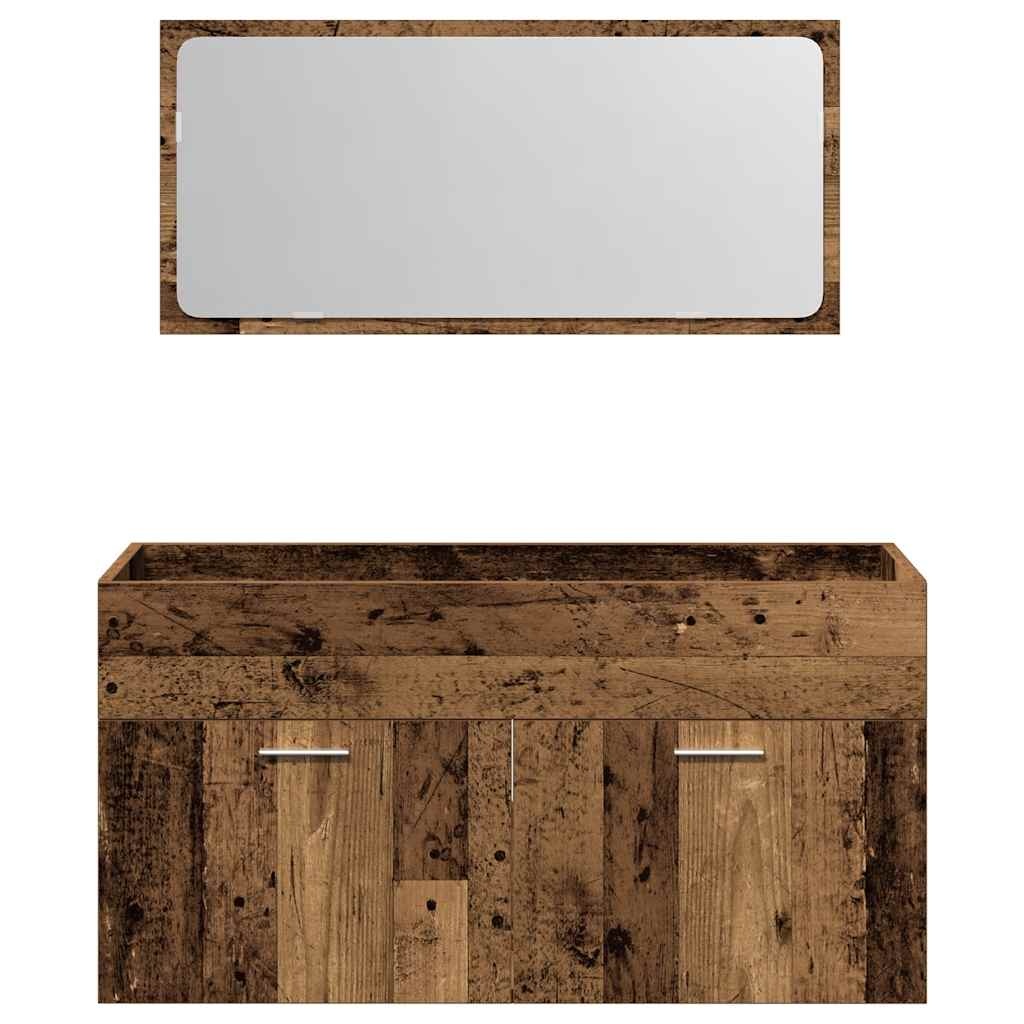 vidaXL Badkamerkast met spiegel bewerkt hout oud houtkleurig