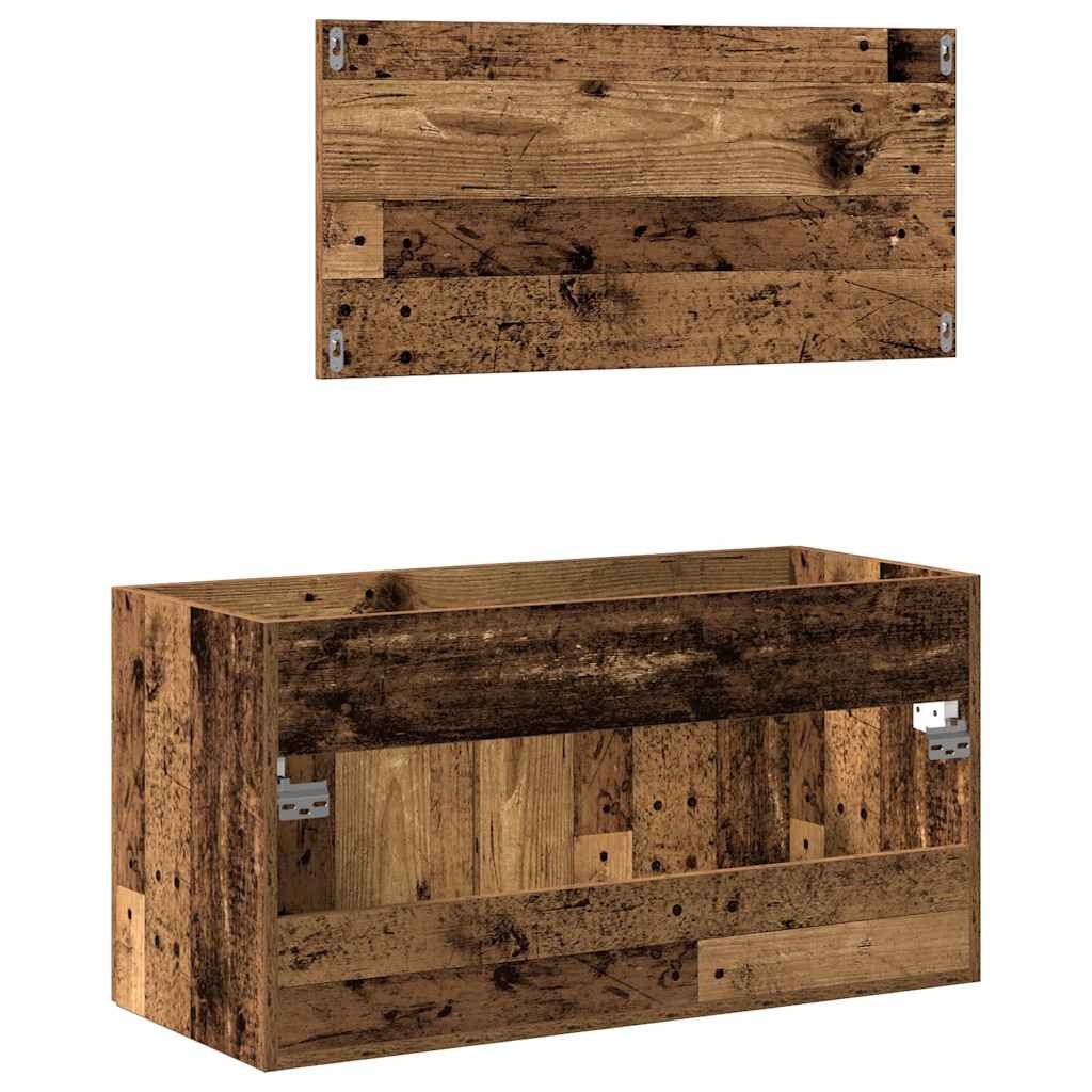 vidaXL Badkamerkast met spiegel bewerkt hout oud houtkleurig