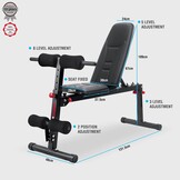 Ultrasport weight bench, multifunctional, foldable, flat bench, sit-up bench, 18-way adjustable, water-repellent, fit, abdominal trainer, load capacity up to 500 kg