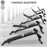 Ultrasport weight bench, multifunctional, foldable, flat bench, sit-up bench, 18-way adjustable, water-repellent, fit, abdominal trainer, load capacity up to 500 kg