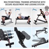 Ultrasport weight bench, multifunctional, foldable, flat bench, sit-up bench, 18-way adjustable, water-repellent, fit, abdominal trainer, load capacity up to 500 kg