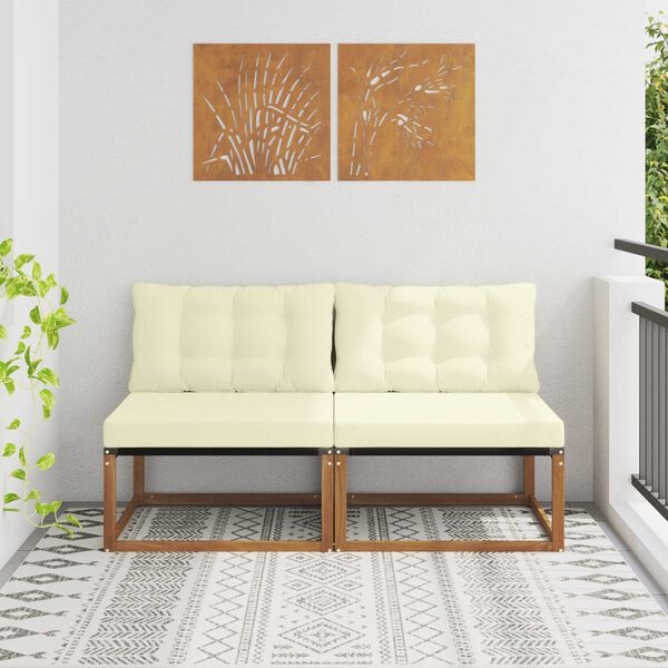 vidaXL 2 st Buiten Midden Sofa Massief Acaciahout Naturel