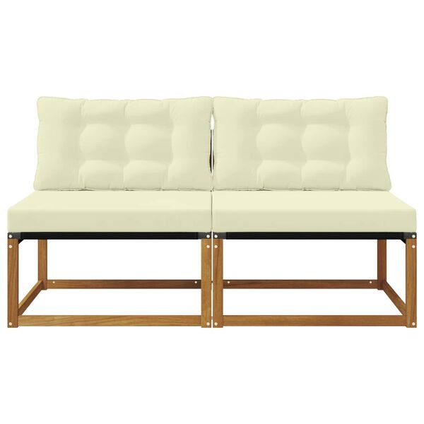 vidaXL 2 st Buiten Midden Sofa Massief Acaciahout Naturel