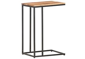 Bijzettafel massief hout & staal 35x45x65 cm - 46% Korting