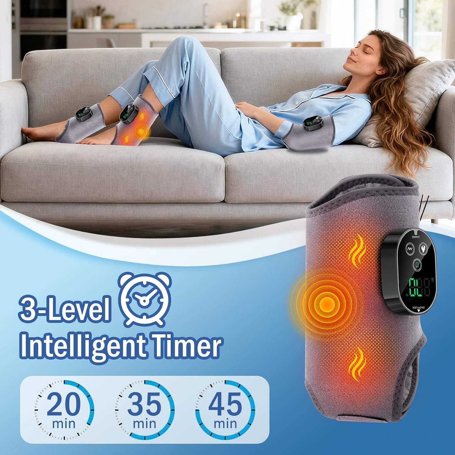Elektrisch voetmassageapparaat, 2 stuks, draadloos, met 3000 mAh accu, 6 warmtestanden en 3 trillingen, timer, voor pijnverlichting en diepteontspanning, ideaal cadeau voor ouders