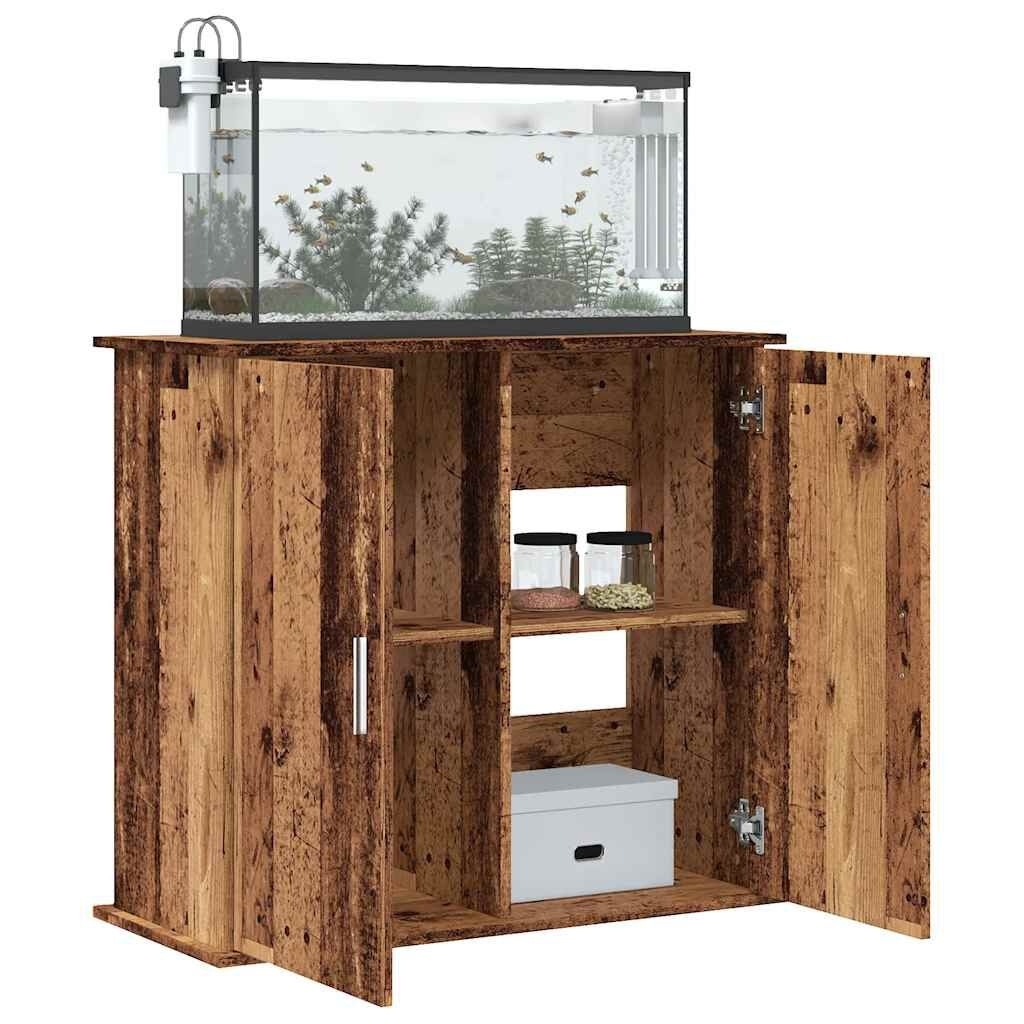 vidaXL Aquariumstandaard 81x36x73 cm bewerkt hout oud houtkleurig