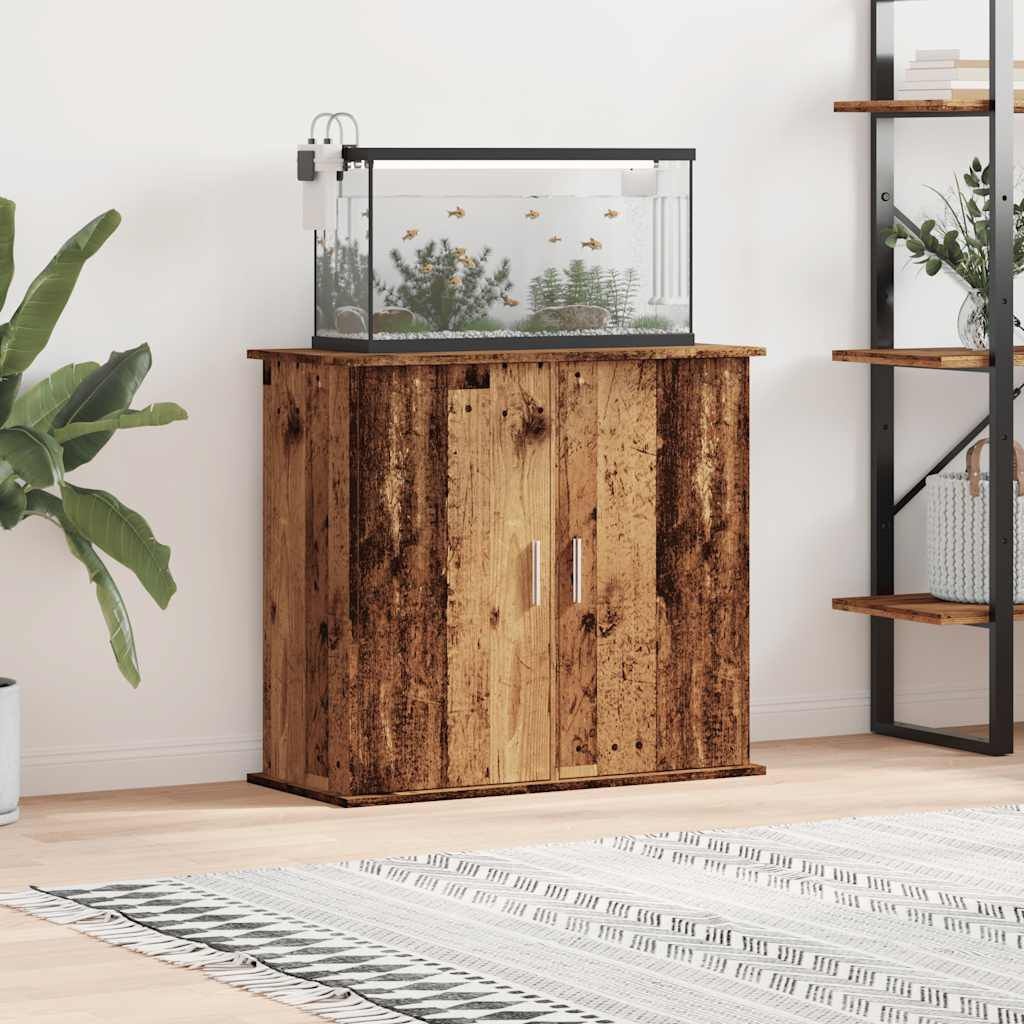vidaXL Aquariumstandaard 81x36x73 cm bewerkt hout oud houtkleurig