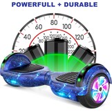 SISIGAD Hoverboard Kart, hoverboard voor alle terreinen, zelfgebalanceerd, 6,5 inch met bluetooth-luidsprekers en hoverboard led-verlichting voor kinderen