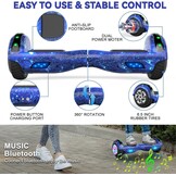 SISIGAD Hoverboard Kart, hoverboard voor alle terreinen, zelfgebalanceerd, 6,5 inch met bluetooth-luidsprekers en hoverboard led-verlichting voor kinderen
