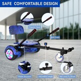 SISIGAD Hoverboard Kart, hoverboard voor alle terreinen, zelfgebalanceerd, 6,5 inch met bluetooth-luidsprekers en hoverboard led-verlichting voor kinderen