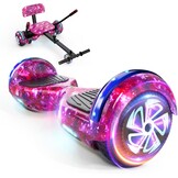 SISIGAD Hoverboard Kart, hoverboard voor alle terreinen, zelfgebalanceerd, 6,5 inch met bluetooth-luidsprekers en hoverboard led-verlichting voor kinderen