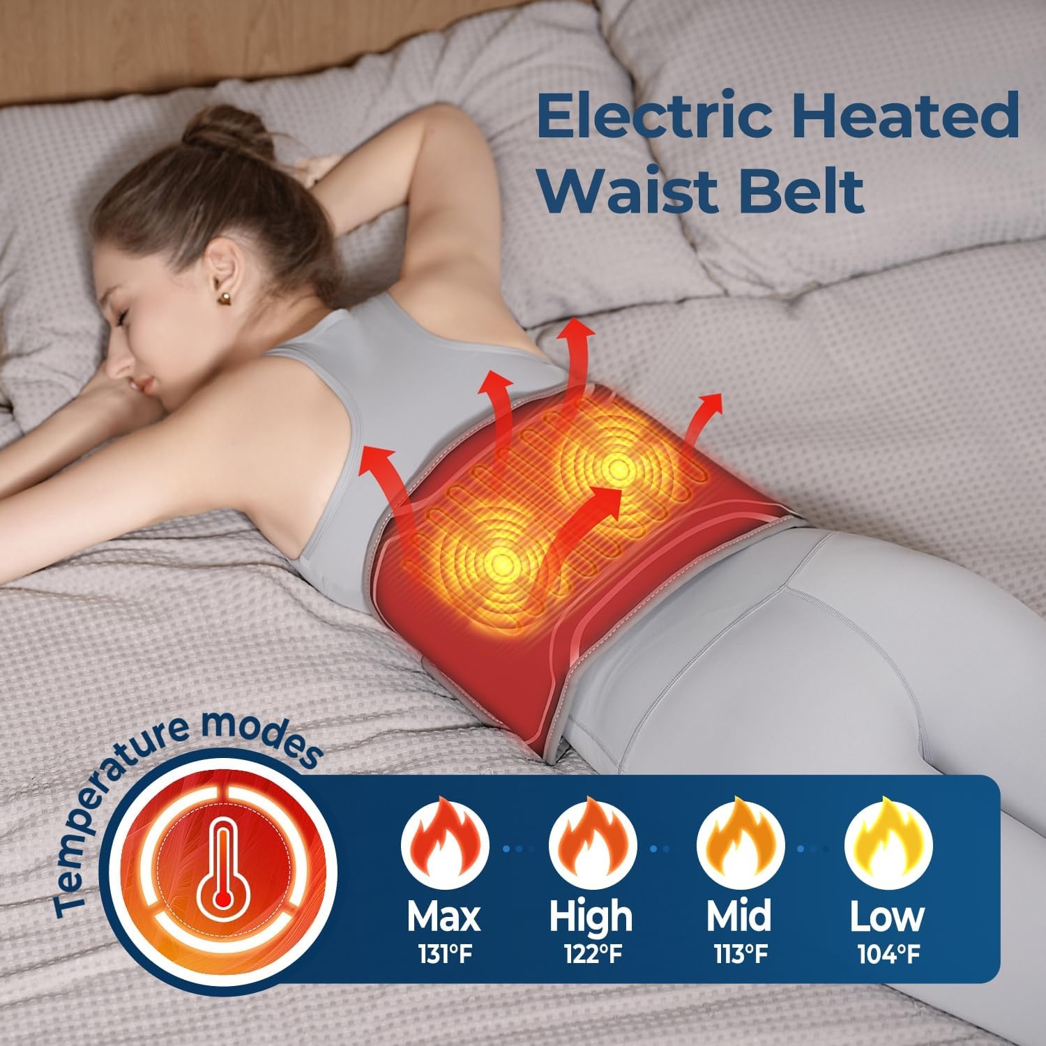 3D Airbag Verwarmingskussen voor verlichting van rugpijn, draadloze onderrug massager 3 trillingen 4 hitte, verwarmde rugbrace, 60 minuten automatische uitschakeltimer, 4000 mAh batterij, verlengriem