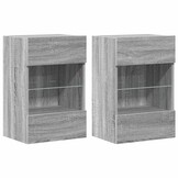 vidaXL Wandkasten met LED-verlichting voor tv 2 st grijs sonoma eiken