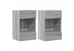 Wandkasten met LED-verlichting, 2 stuks - 66% Korting!