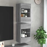 vidaXL Wandkasten met LED-verlichting voor tv 2 st grijs sonoma eiken