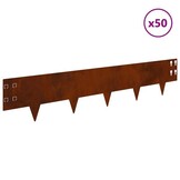 VidaXL Gazonrand 50 Stuks - Staal Roestig - 100 x 20 cm - 55% Korting