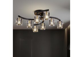 Sputnik Plafondlamp Kristal Zwart Goud 8-lichts - 86% Korting