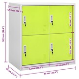 vidaXL Lockerkast 90x45x92,5 cm staal lichtgrijs en groen
