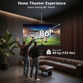 TV plafondbeugel voor 43-86 inch tot 60 kg, 360° draaibaar en -25° kantelbaar, met ±3° nivellering, max. VESA 600x400, voor plat en schuin dak, gebogen compatibel