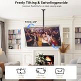 TV plafondbeugel voor 43-86 inch tot 60 kg, 360° draaibaar en -25° kantelbaar, met ±3° nivellering, max. VESA 600x400, voor plat en schuin dak, gebogen compatibel