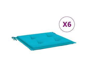 vidaXL Tuinstoelkussens 6 st 50x50x3 cm stof turquoise