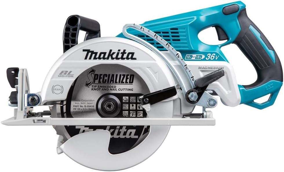 Makita DRS780Z accu-handcirkelzaag, 65 mm, 2 x 18 V (zonder accu, zonder oplader), blauw/zwart