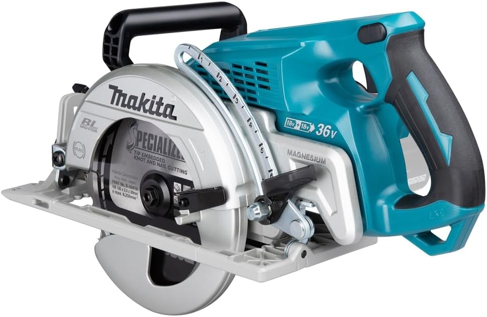 Makita DRS780Z accu-handcirkelzaag, 65 mm, 2 x 18 V (zonder accu, zonder oplader), blauw/zwart