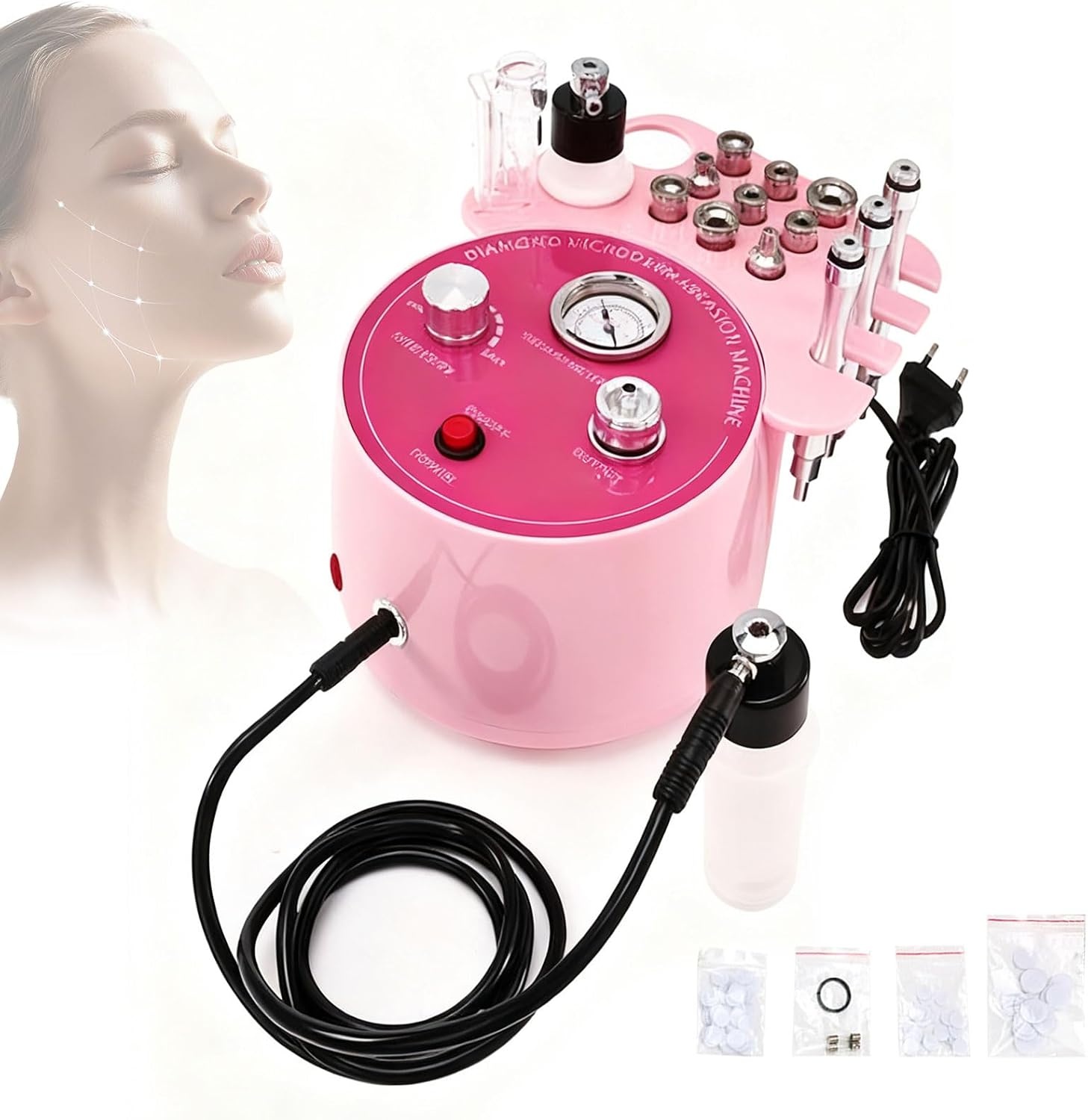 3-in-1 microdermabrasie machine, mee-eter verwijderaar vacuüm machine, gezichtshuid spa thuis massageapparaat, huidverzorging schoonheidsapparaat voor salon spa thuisgebruik