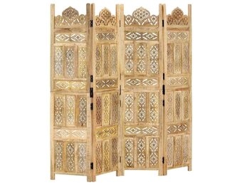 vidaXL Kamerscherm 4 panelen handgesneden 160x165 cm massief mangohout