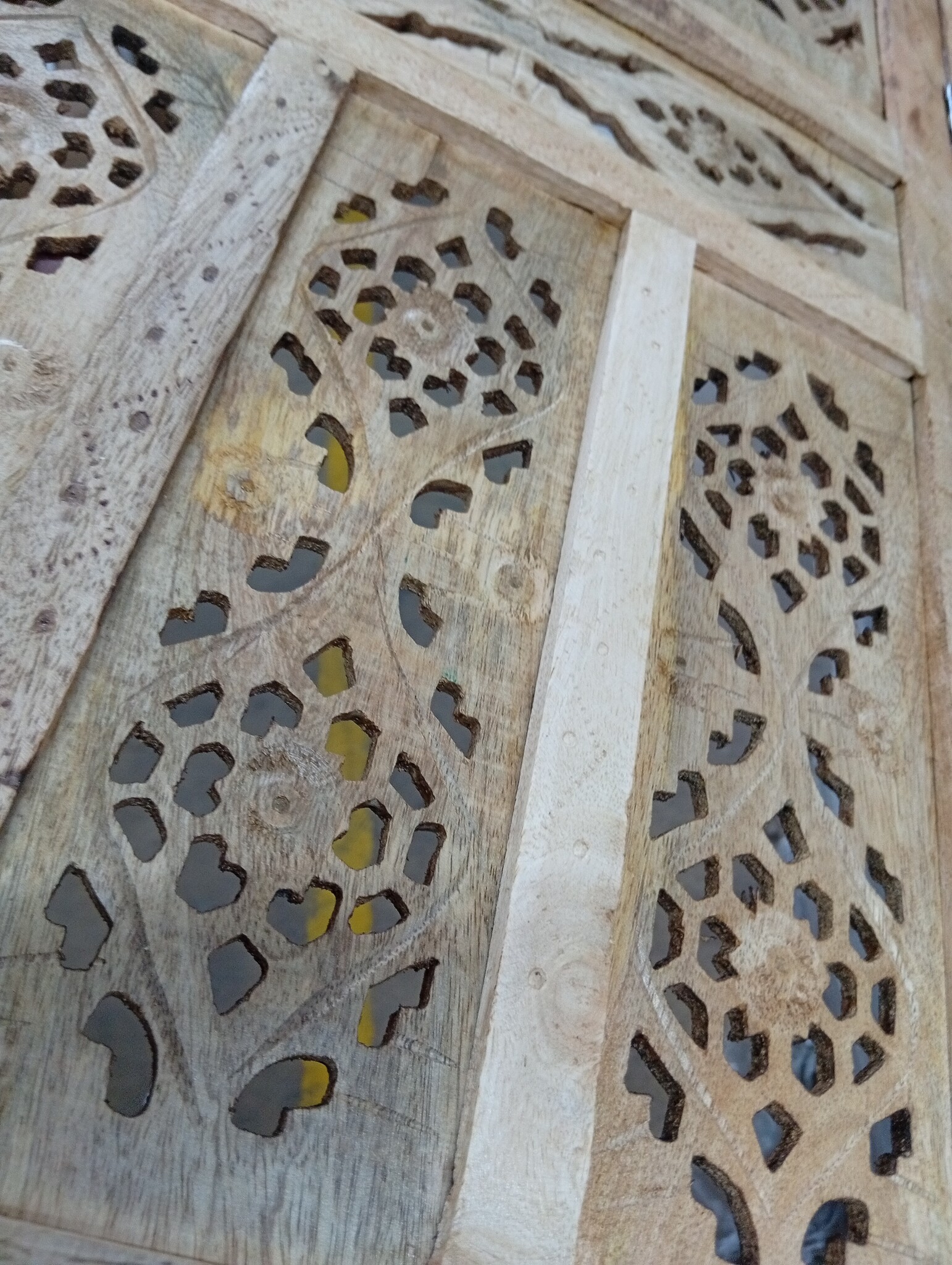 vidaXL Kamerscherm 4 panelen handgesneden 160x165 cm massief mangohout