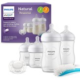Philips Avent babyfles cadeauset voor pasgeboren baby's - 4 babymelkflessen, ultra soft-fopspeen en flessenborstel, voor baby's van 0-12 maanden en ouder (model SCD838/11)