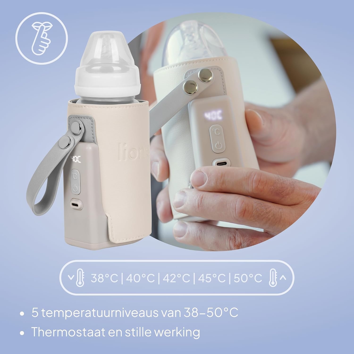 Draagbare Flessenwarmer Baby | 38-50°C | 8u Warmhoud | 33% Korting