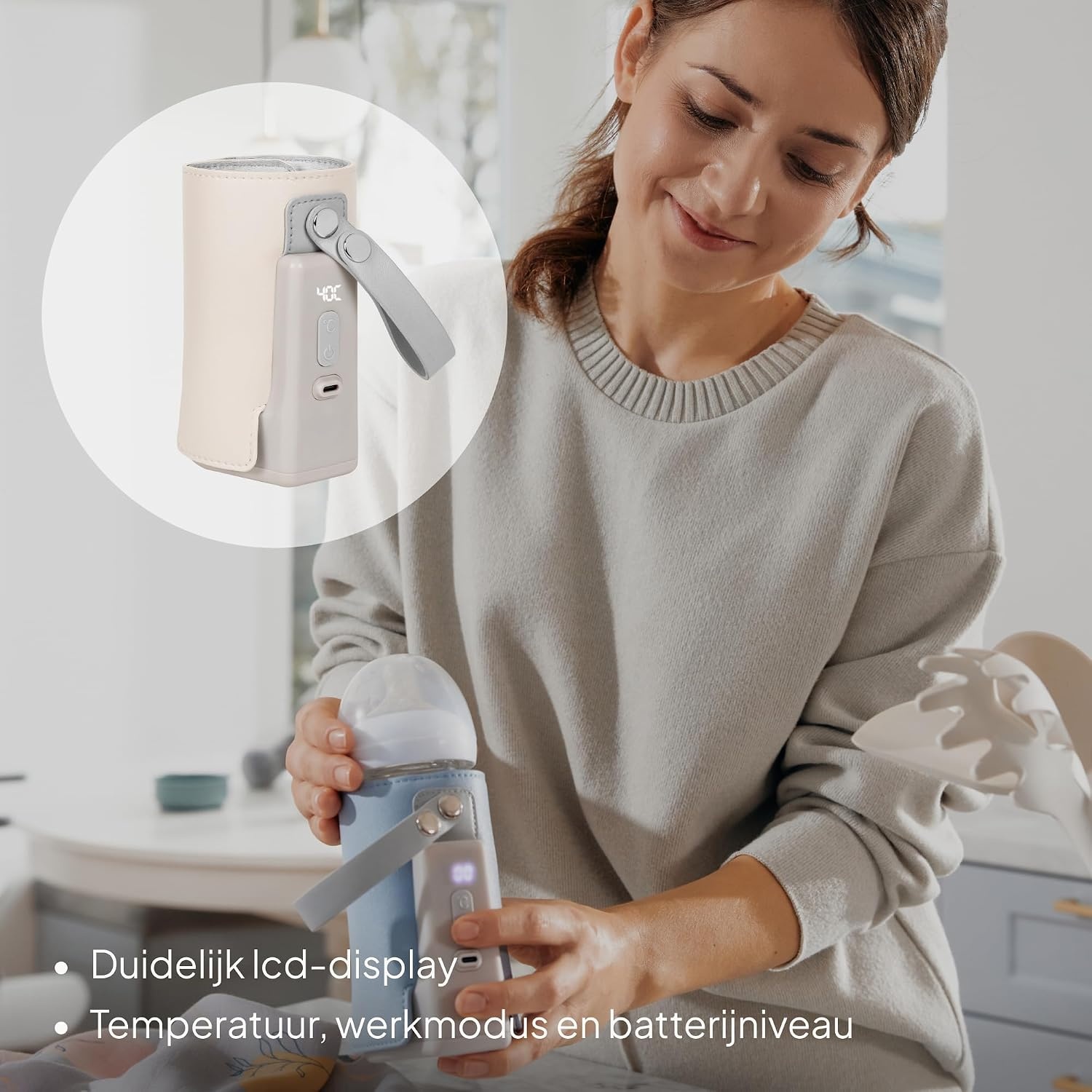 Draagbare Flessenwarmer Baby | 38-50°C | 8u Warmhoud | 33% Korting