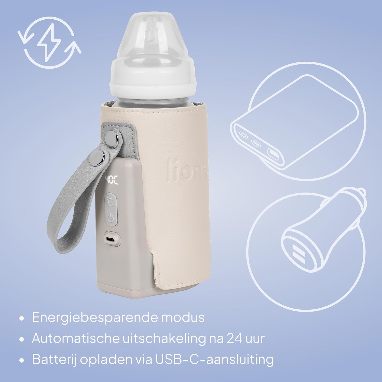 Draagbare Flessenwarmer Baby | 38-50°C | 8u Warmhoud | 33% Korting