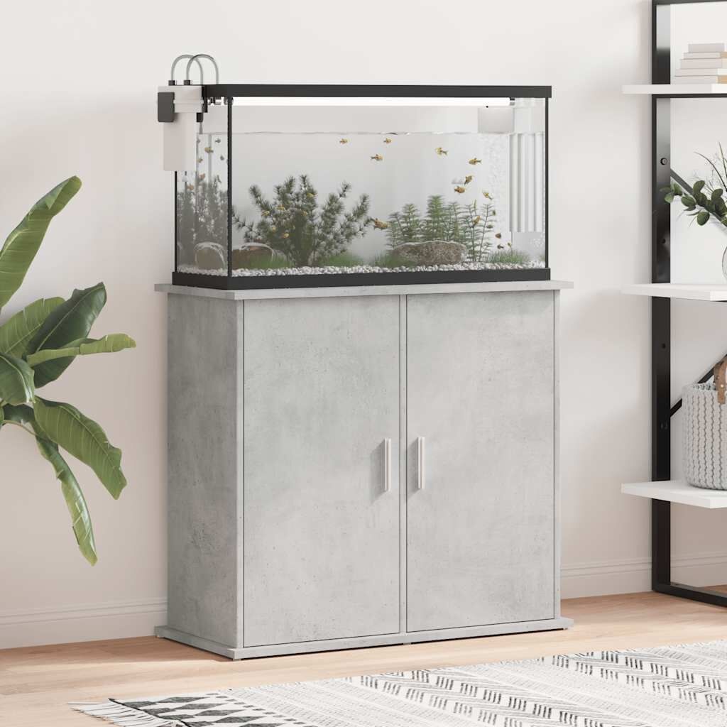 vidaXL Aquariumstandaard Betongrijs 81x36x73 cm Bewerkt hout