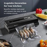 Mesliese Vacuümmachine, 90 kPa vacuümapparaat, 6-in-1 compact levensmiddelen-vacuümsysteem met snijder, 2 zakrollen, 5 voorgesneden zakken, droog- en nat-modi (donkergrijs)