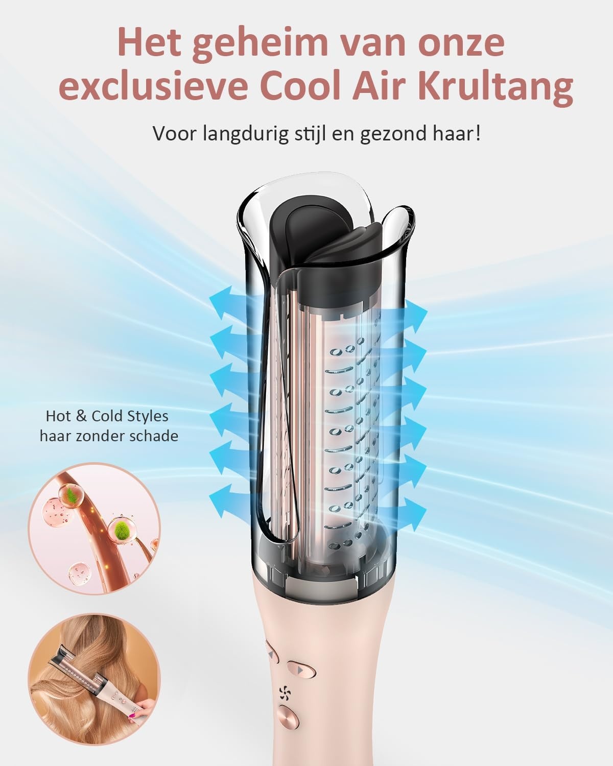 Automatische Krultang, Roterende Krultang met Negatieve Ionen Krulstang Anti-Verbranding Snel Verwarmend 4 Instelbare Temperatuur, Haarkruller, Intelligent, Snel Verwarmen