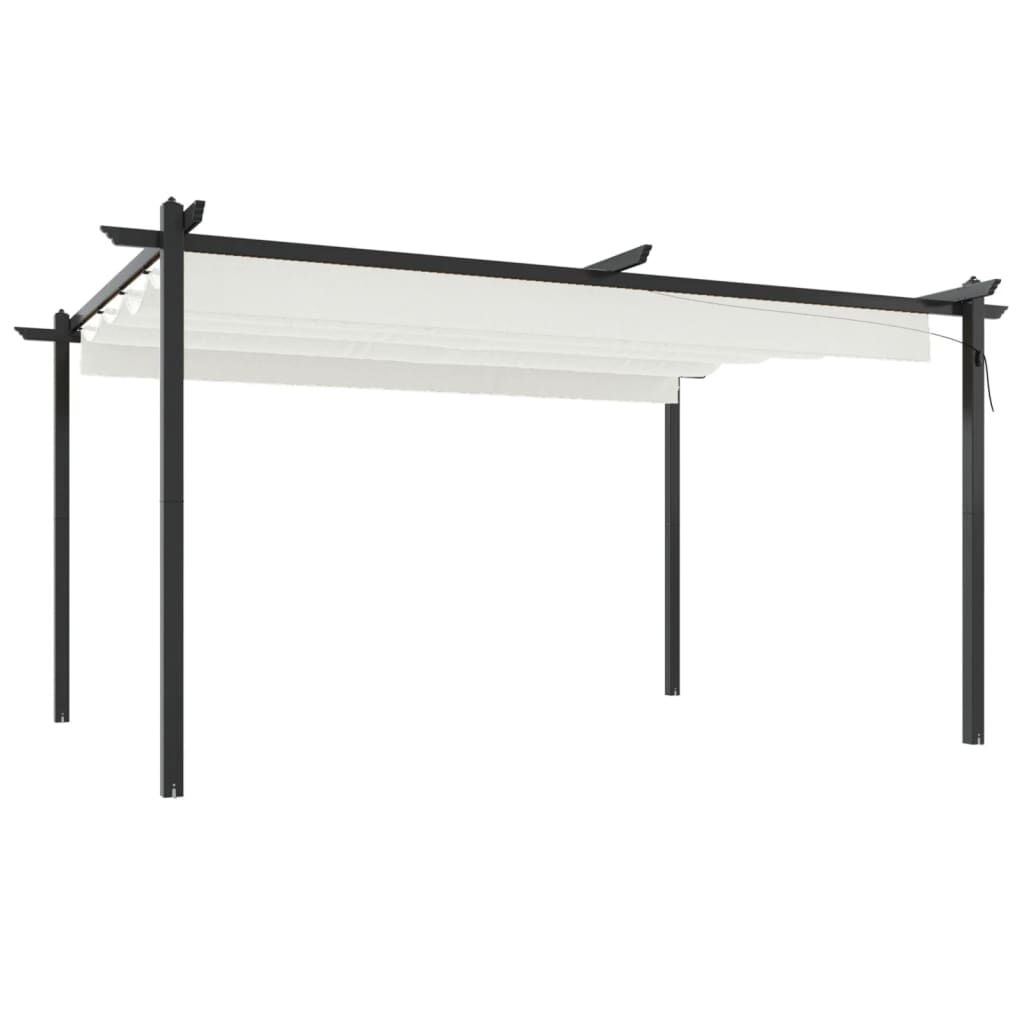 vidaXL Tuinprieel Crème 4x3m - Uittrekbaar Dak & 35% Korting