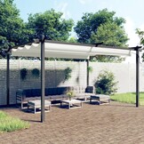 vidaXL Tuinprieel Crème 4x3m - Uittrekbaar Dak & 35% Korting
