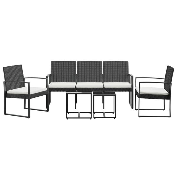 vidaXL 5-delige Tuinset met kussens polypropeen rattan zwart