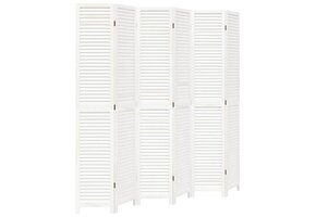 Kamerscherm 6 panelen paulowniahout wit - 70% korting