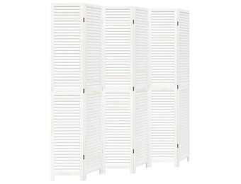 vidaXL Kamerscherm met 6 panelen massief paulowniahout wit