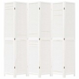 vidaXL Kamerscherm met 6 panelen massief paulowniahout wit