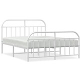 vidaXL Bedframe met hoofd- en voeteneinde metaal wit 160x200 cm