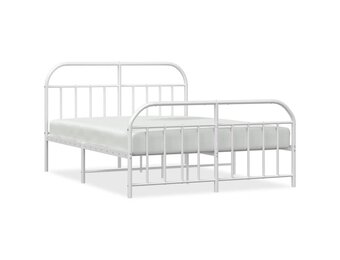 vidaXL Bedframe met hoofd- en voeteneinde metaal wit 160x200 cm