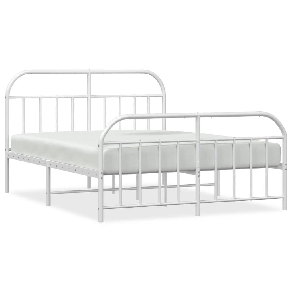 vidaXL Bedframe met hoofd- en voeteneinde metaal wit 160x200 cm