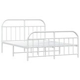vidaXL Bedframe met hoofd- en voeteneinde metaal wit 160x200 cm