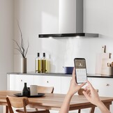 CIARRA CBCS9102 A+++ Afzuigkap 90cm 650 m³/h - Touch Control en Wifi - 4 Snelheden met Booster,afvoerstand en recirculatie afzuigkap met koolstoffilter CBCF003 - Roestvrij Staal - Maat 90 cm