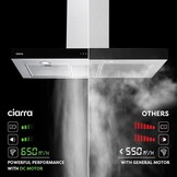 CIARRA CBCS9102 A+++ Afzuigkap 90cm 650 m³/h - Touch Control en Wifi - 4 Snelheden met Booster,afvoerstand en recirculatie afzuigkap met koolstoffilter CBCF003 - Roestvrij Staal - Maat 90 cm