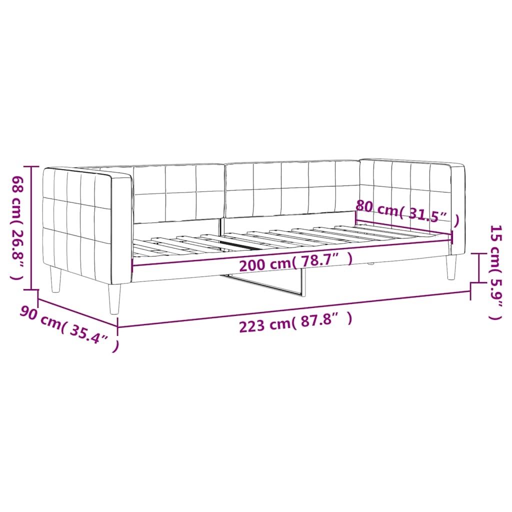 vidaXL Slaapbank 80x200 cm fluweel donkergroen